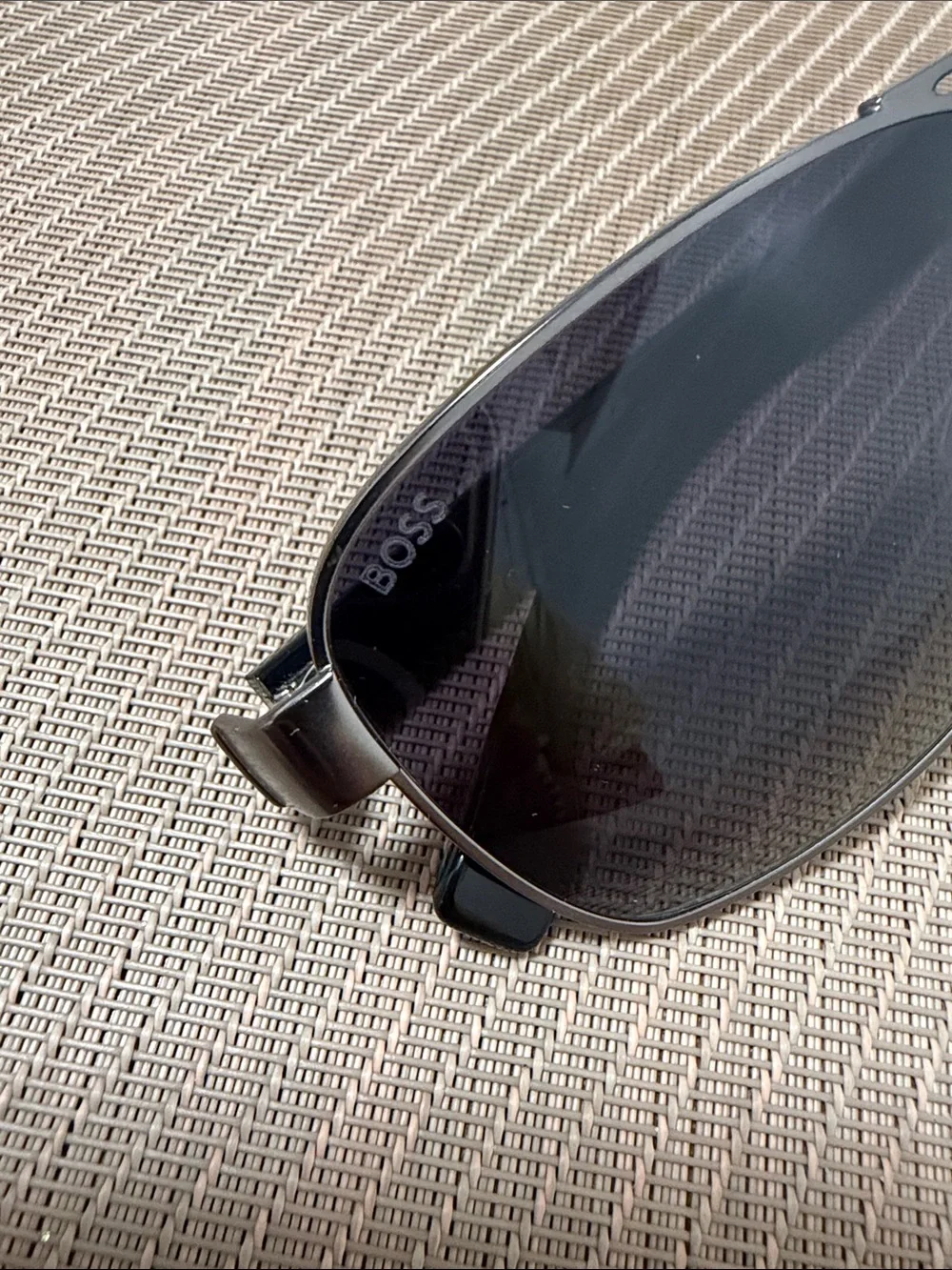 BOSS polarized Black Metal Double-Bridge Sunglasses with Dark Lenses